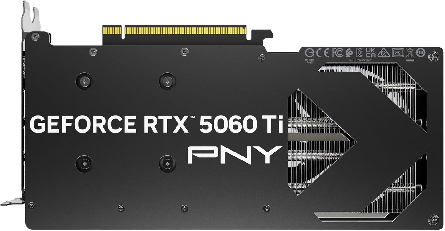PNY NVIDIA GeForce RTX™ 5060 Ti OC Dual Fan, Graphics Card (16GB GDDR7, 128-bit, Boost Speed: 2692 MHz, SFF-Ready, PCIe® 5.0, HDMI®/DP 2.1, 2-Slot, NVIDIA Blackwell Architecture, DLSS 4)
