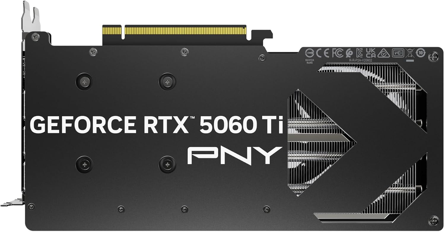 PNY NVIDIA GeForce RTX™ 5060 Ti OC Dual Fan, Graphics Card (16GB GDDR7, 128-bit, Boost Speed: 2692 MHz, SFF-Ready, PCIe® 5.0, HDMI®/DP 2.1, 2-Slot, NVIDIA Blackwell Architecture, DLSS 4)