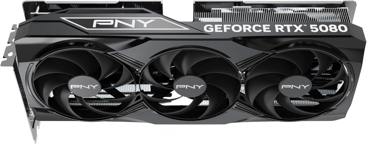 PNY NVIDIA GeForce RTX™ 5080 OC Triple Fan, Graphics Card (16GB GDDR7, 256-bit, Boost Speed: 2730 MHz, PCIe® 5.0, HDMI®/DP 2.1, 2.99-Slot, NVIDIA Blackwell Architecture, DLSS 4)