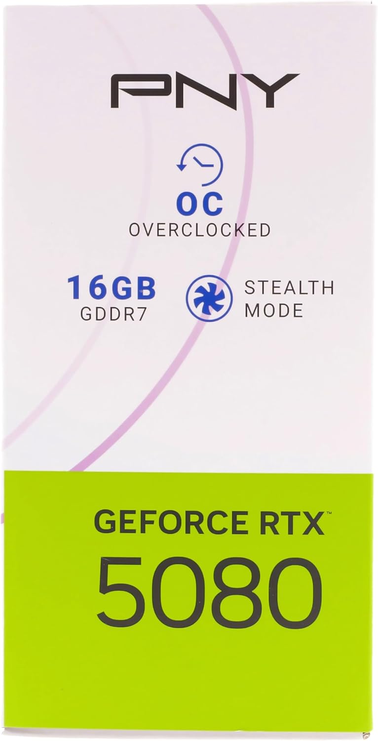 PNY NVIDIA GeForce RTX™ 5080 OC Triple Fan, Graphics Card (16GB GDDR7, 256-bit, Boost Speed: 2730 MHz, PCIe® 5.0, HDMI®/DP 2.1, 2.99-Slot, NVIDIA Blackwell Architecture, DLSS 4)