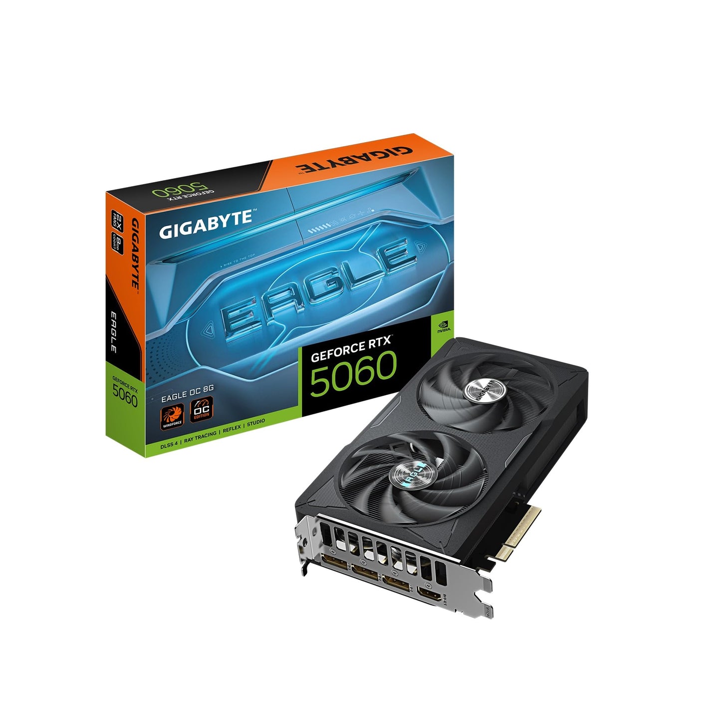 GIGABYTE GeForce RTX 5060 WINDFORCE OC 8G Graphics Card, 8GB 128-bit GDDR7, PCIe 5.0, WINDFORCE Cooling System, GV-N5060WF2OC-8GD Video Card