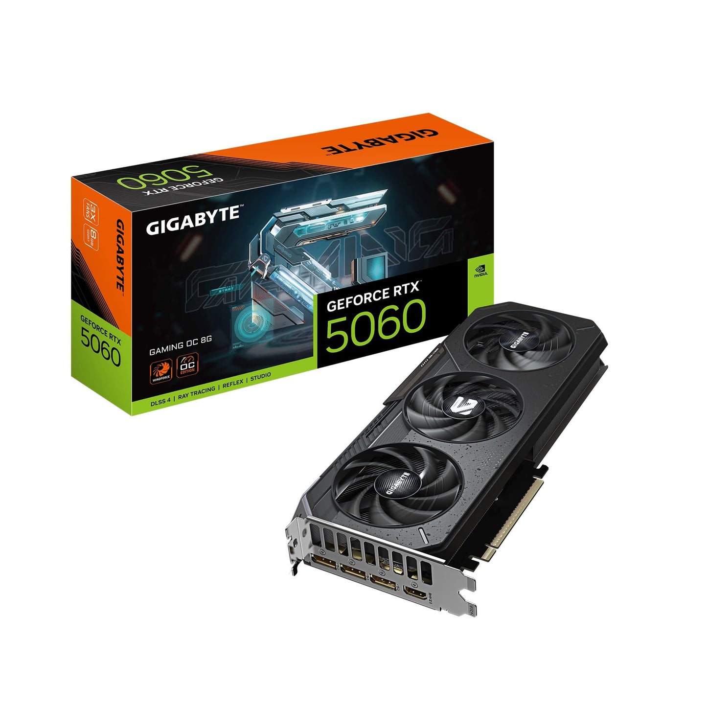 GIGABYTE GeForce RTX 5060 WINDFORCE OC 8G Graphics Card, 8GB 128-bit GDDR7, PCIe 5.0, WINDFORCE Cooling System, GV-N5060WF2OC-8GD Video Card