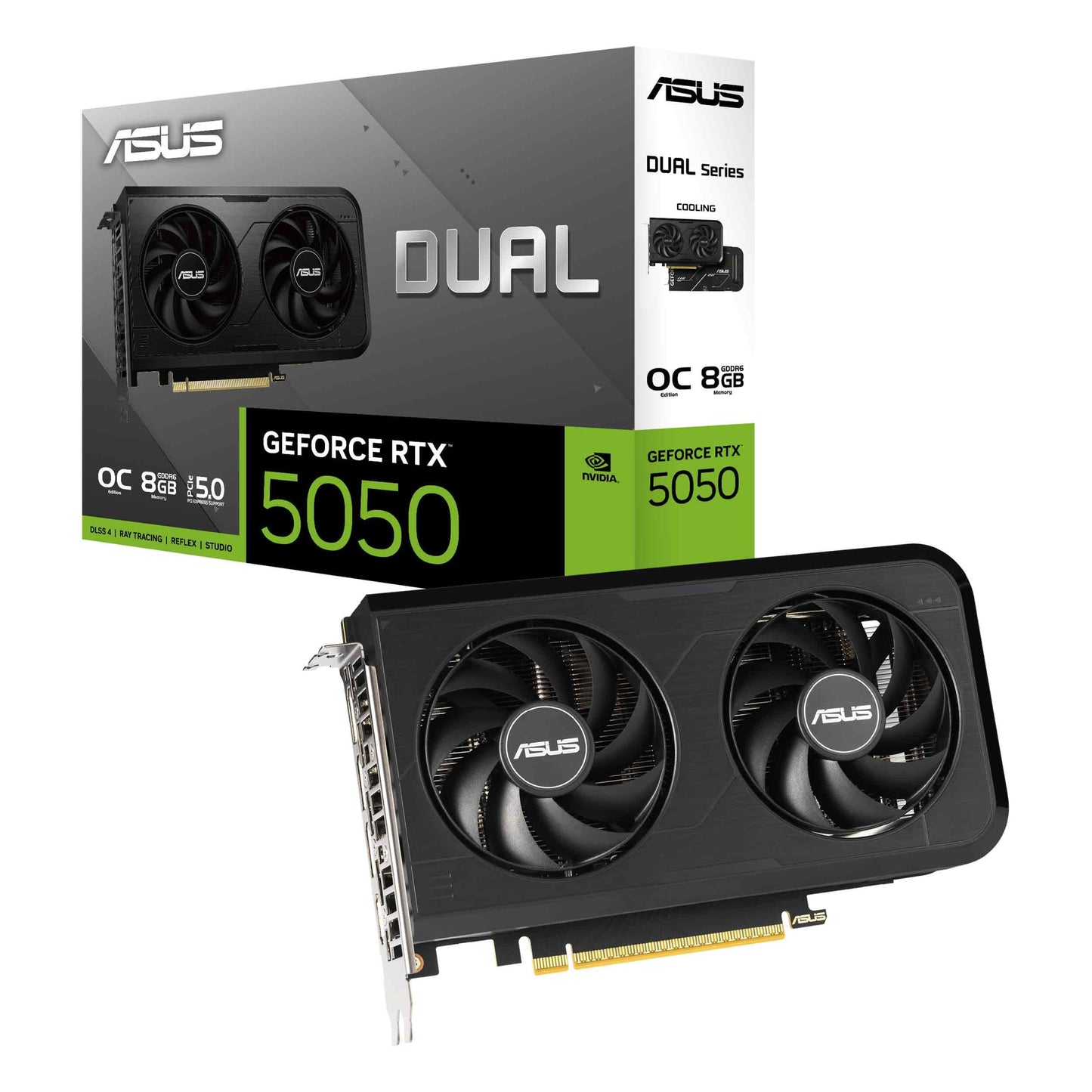 ASUS Dual NVIDIA GeForce RTX 3050 6GB OC Edition Gaming Graphics Card - PCIe 4.0, 6GB GDDR6 Memory, HDMI 2.1, DisplayPort 1.4a, 2-Slot Design, Axial-tech Fan Design, 0dB Technology, Steel Bracket