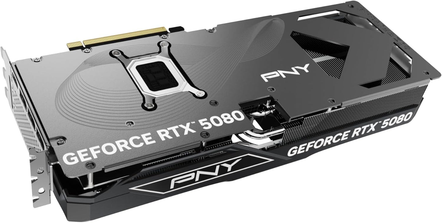 PNY NVIDIA GeForce RTX™ 5080 OC Triple Fan, Graphics Card (16GB GDDR7, 256-bit, Boost Speed: 2730 MHz, PCIe® 5.0, HDMI®/DP 2.1, 2.99-Slot, NVIDIA Blackwell Architecture, DLSS 4)