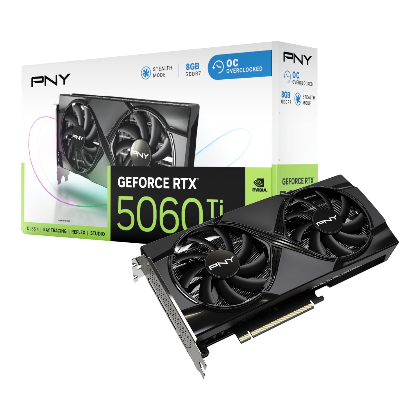 PNY NVIDIA GeForce RTX™ 5060 Ti OC Dual Fan, Graphics Card (16GB GDDR7, 128-bit, Boost Speed: 2692 MHz, SFF-Ready, PCIe® 5.0, HDMI®/DP 2.1, 2-Slot, NVIDIA Blackwell Architecture, DLSS 4)