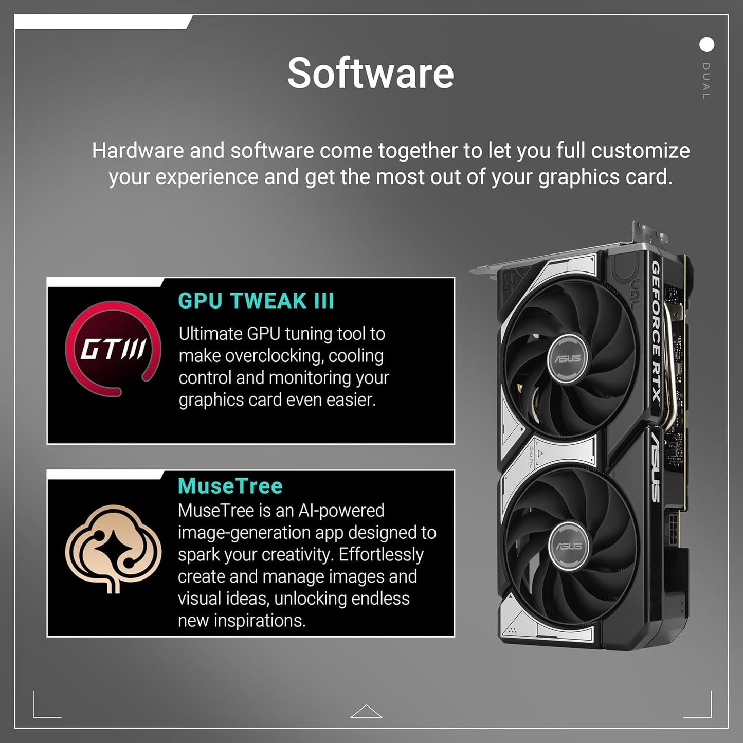ASUS Dual GeForce RTX™ 5060 Ti 16GB GDDR7 OC Edition (PCIe 5.0, 16GB GDDR7, DLSS 4, HDMI 2.1b, DisplayPort 2.1b, 2.5-Slot Design, Axial-tech Fan Design, 0dB Technology, and More)