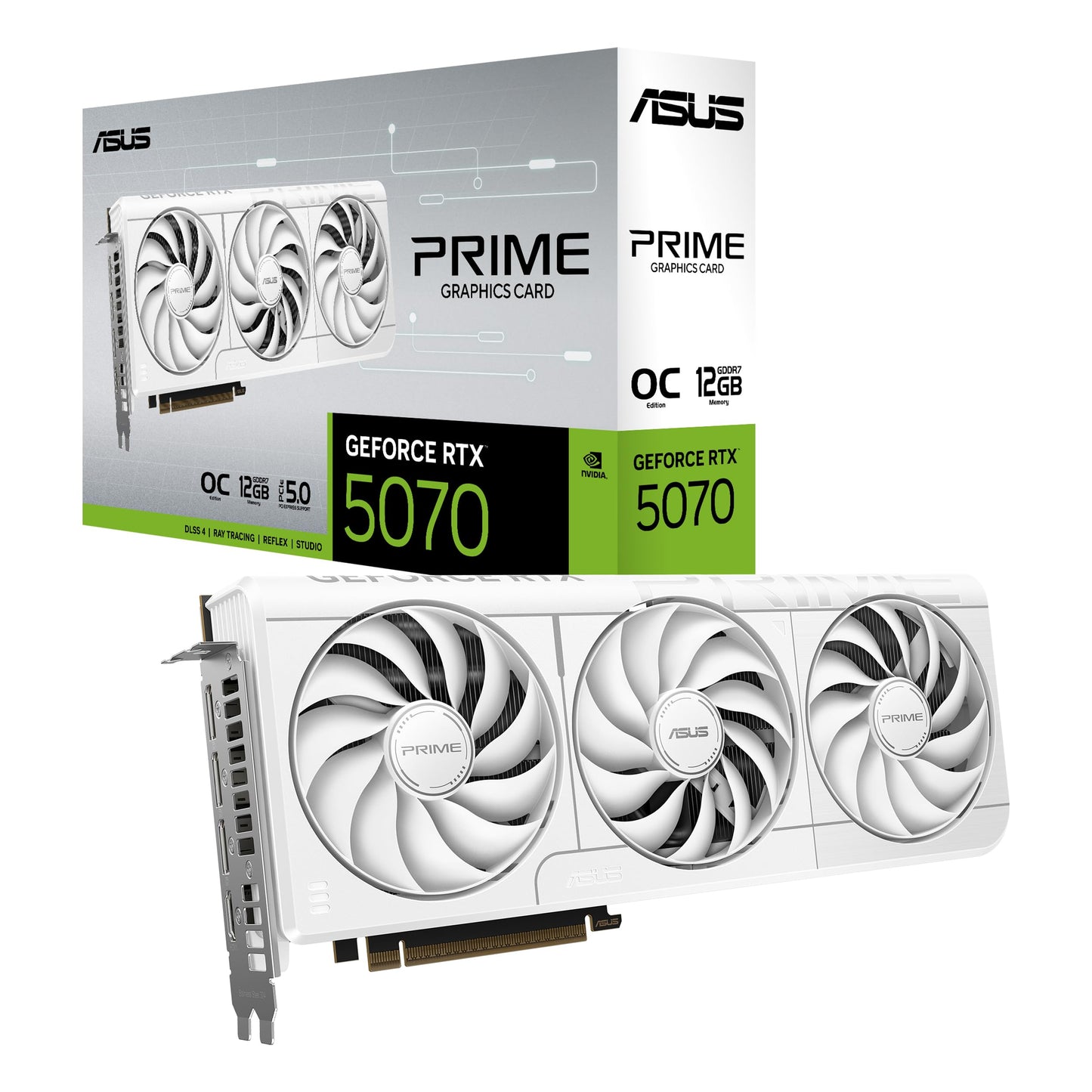 ASUS The SFF-Ready Prime GeForce RTX™ 5070 12GB GDDR7 Graphics Card (PCIe® 5.0, 12GB GDDR7, HDMI®/DP 2.1, 2.5-Slot, Axial-tech Fans, Dual BIOS)