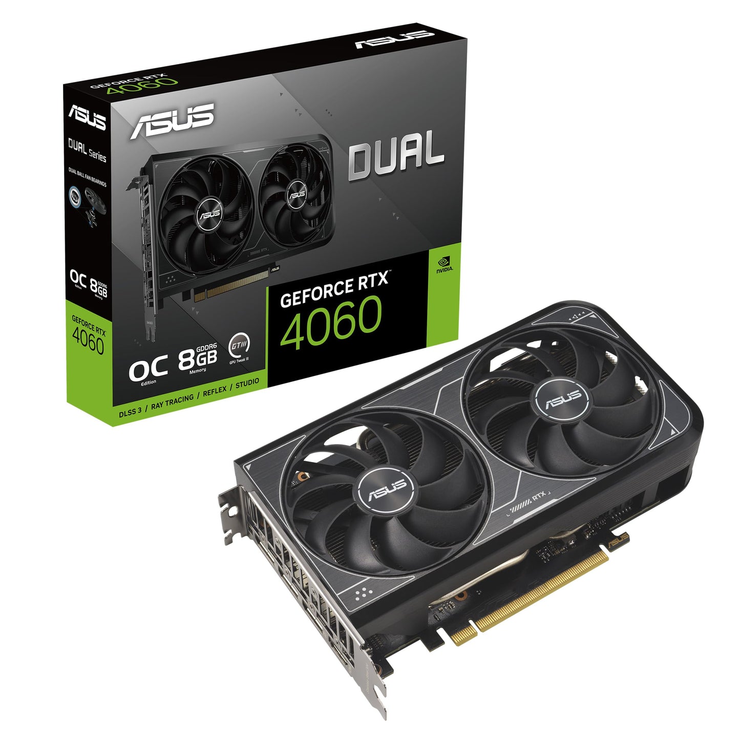 ASUS Dual GeForce RTX™ 5060 8GB GDDR7 OC Edition (PCIe 5.0, 8GB GDDR7, DLSS 4, HDMI 2.1b, DisplayPort 2.1b, 2.5-Slot Design, Axial-tech Fan Design, 0dB Technology, and More)
