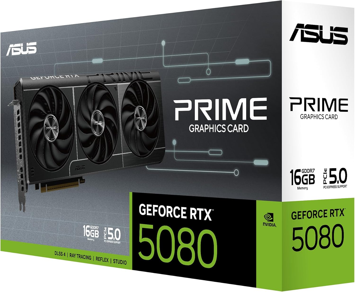 ASUS The SFF-Ready Prime GeForce RTX™ 5080 16GB GDDR7 Graphics Card (PCIe® 5.0, HDMI®/DP 2.1, 2.5-Slot, Axial-tech Fans, Vapor Chamber, Dual BIOS)