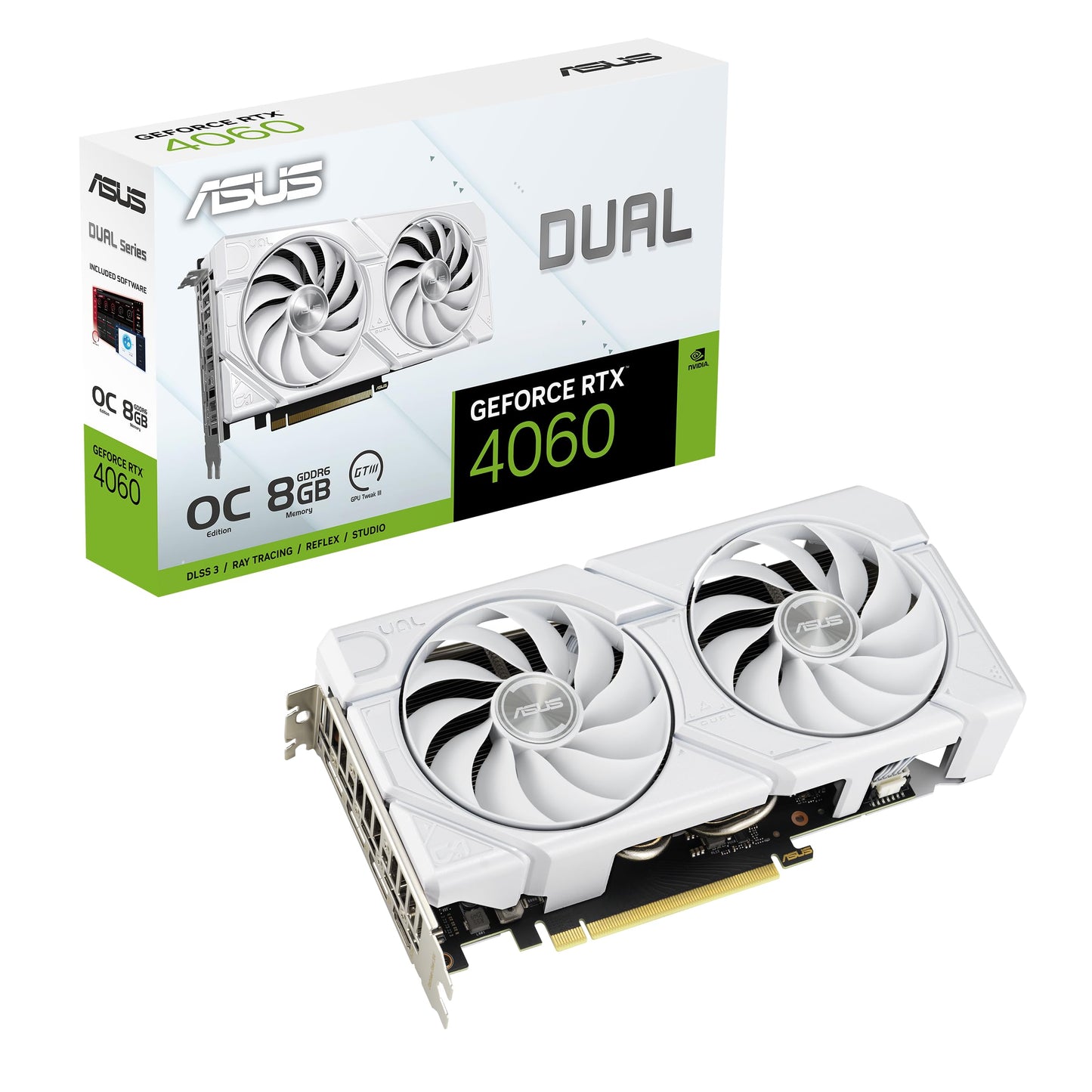 ASUS Dual GeForce RTX™ 5060 8GB GDDR7 OC Edition (PCIe 5.0, 8GB GDDR7, DLSS 4, HDMI 2.1b, DisplayPort 2.1b, 2.5-Slot Design, Axial-tech Fan Design, 0dB Technology, and More)