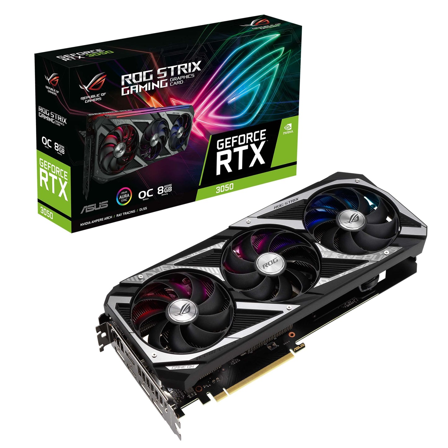 ASUS Dual NVIDIA GeForce RTX 3050 6GB OC Edition Gaming Graphics Card - PCIe 4.0, 6GB GDDR6 Memory, HDMI 2.1, DisplayPort 1.4a, 2-Slot Design, Axial-tech Fan Design, 0dB Technology, Steel Bracket