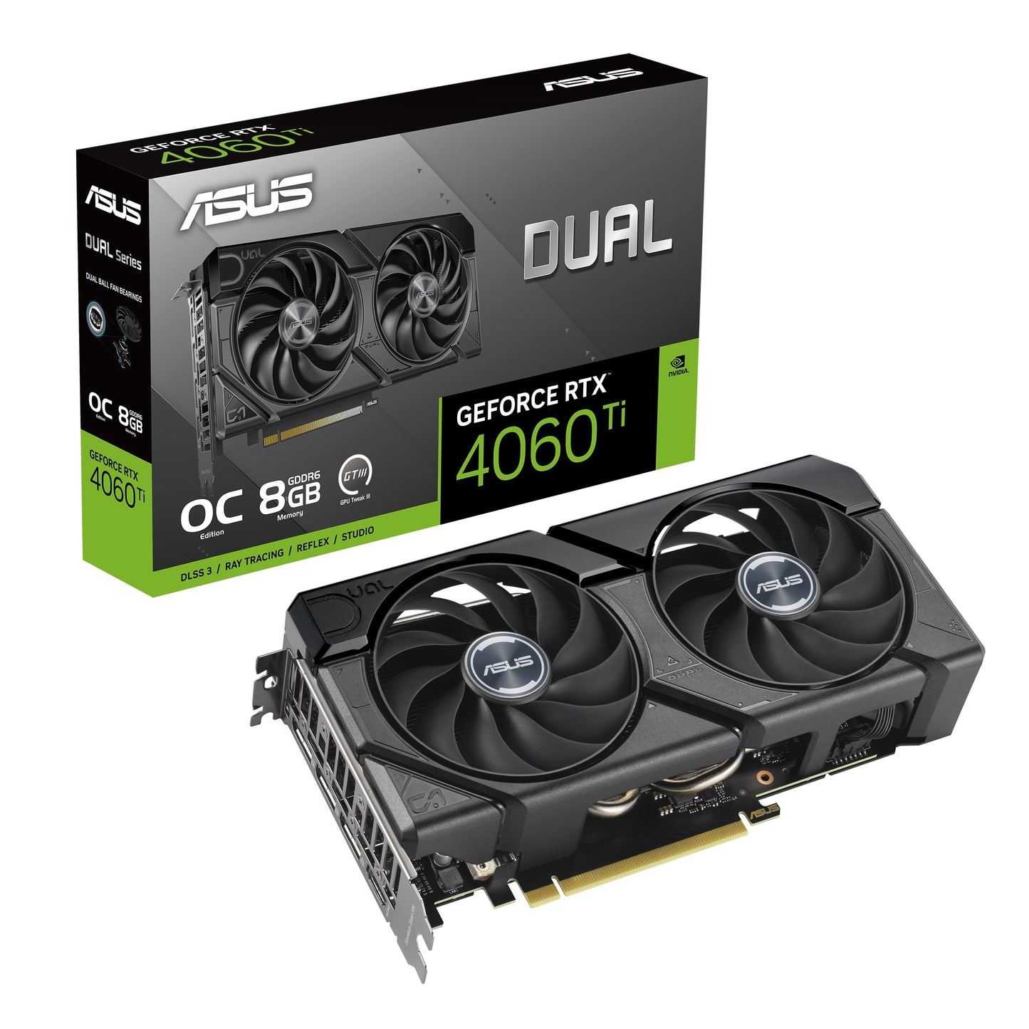 ASUS Dual GeForce RTX™ 5060 Ti 16GB GDDR7 OC Edition (PCIe 5.0, 16GB GDDR7, DLSS 4, HDMI 2.1b, DisplayPort 2.1b, 2.5-Slot Design, Axial-tech Fan Design, 0dB Technology, and More)