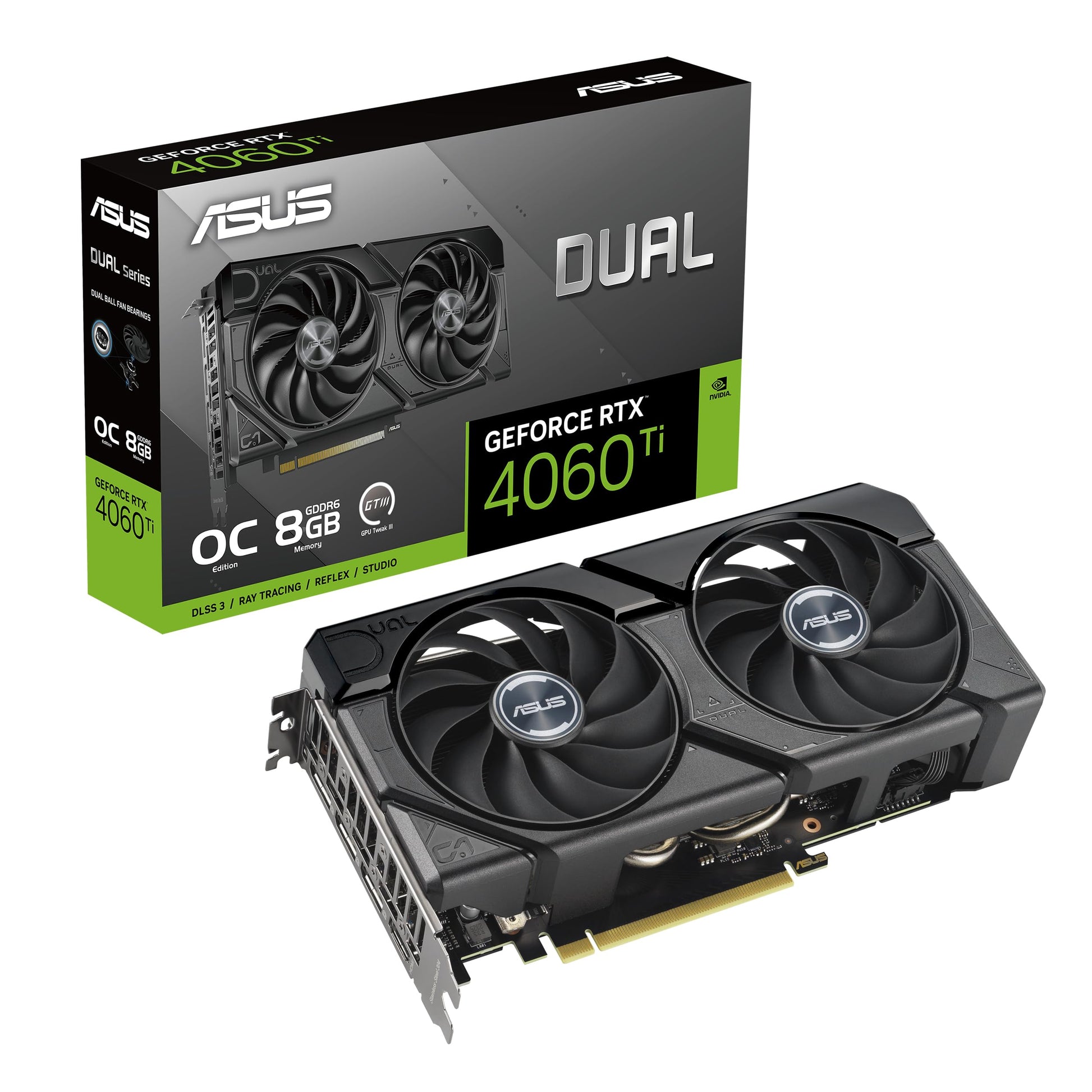 ASUS Dual GeForce RTX™ 5060 Ti 16GB GDDR7 OC Edition (PCIe 5.0, 16GB GDDR7, DLSS 4, HDMI 2.1b, DisplayPort 2.1b, 2.5-Slot Design, Axial-tech Fan Design, 0dB Technology, and More)