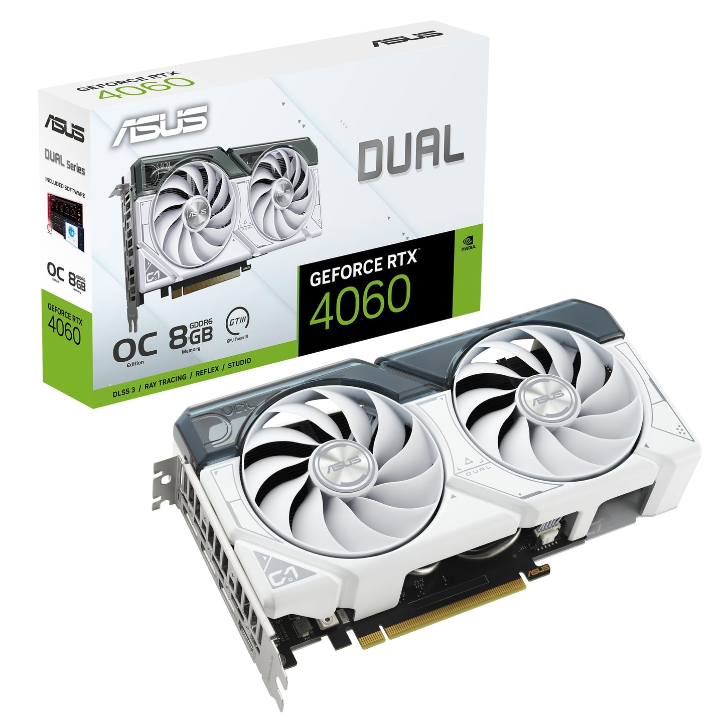 ASUS Dual GeForce RTX™ 5060 8GB GDDR7 OC Edition (PCIe 5.0, 8GB GDDR7, DLSS 4, HDMI 2.1b, DisplayPort 2.1b, 2.5-Slot Design, Axial-tech Fan Design, 0dB Technology, and More)