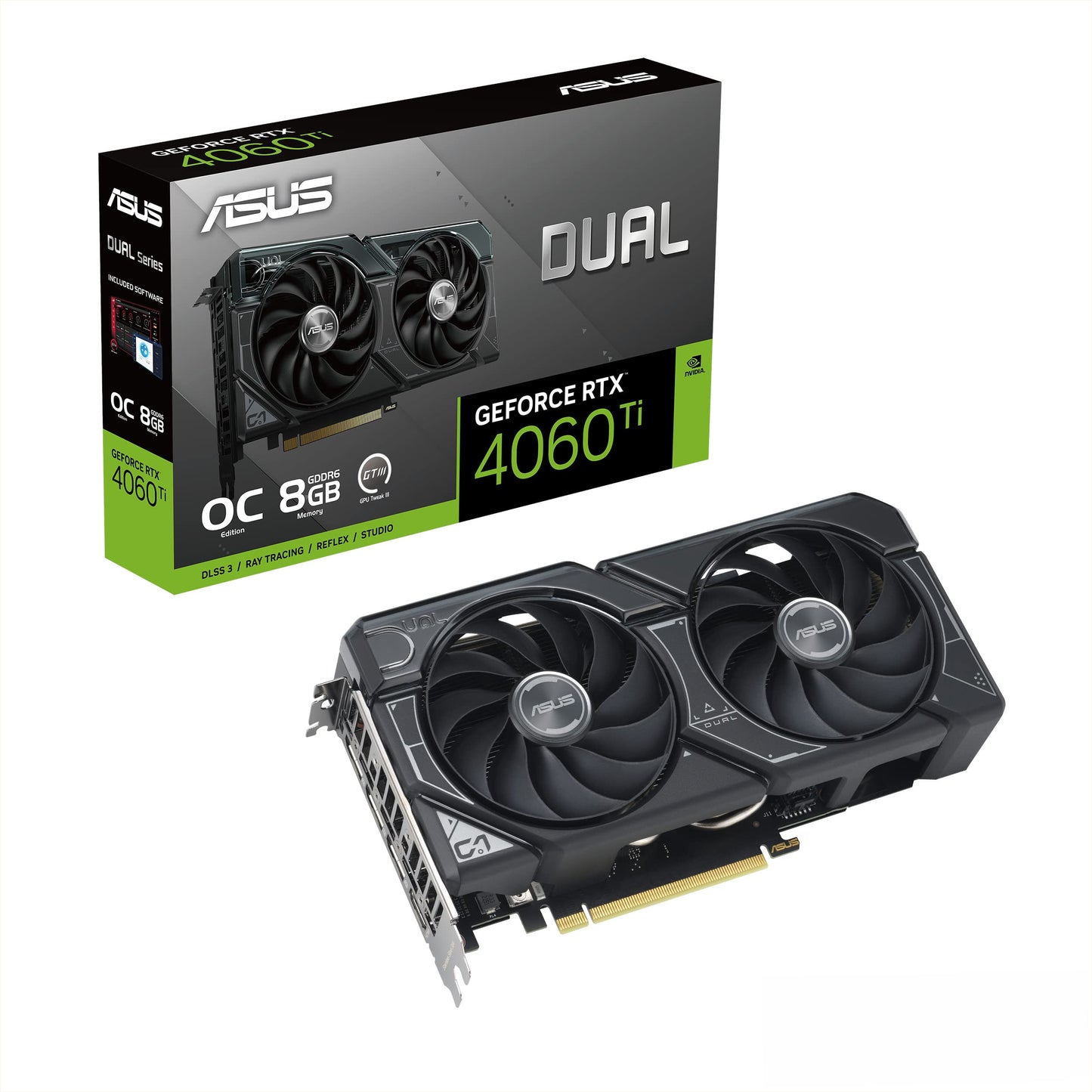 ASUS Dual GeForce RTX™ 5060 Ti 16GB GDDR7 OC Edition (PCIe 5.0, 16GB GDDR7, DLSS 4, HDMI 2.1b, DisplayPort 2.1b, 2.5-Slot Design, Axial-tech Fan Design, 0dB Technology, and More)