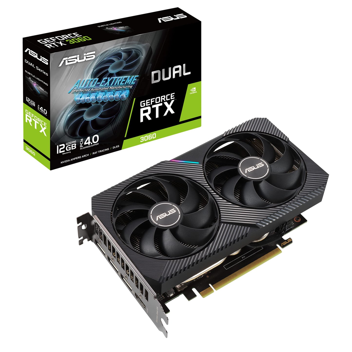 ASUS Dual GeForce RTX™ 5060 8GB GDDR7 OC Edition (PCIe 5.0, 8GB GDDR7, DLSS 4, HDMI 2.1b, DisplayPort 2.1b, 2.5-Slot Design, Axial-tech Fan Design, 0dB Technology, and More)