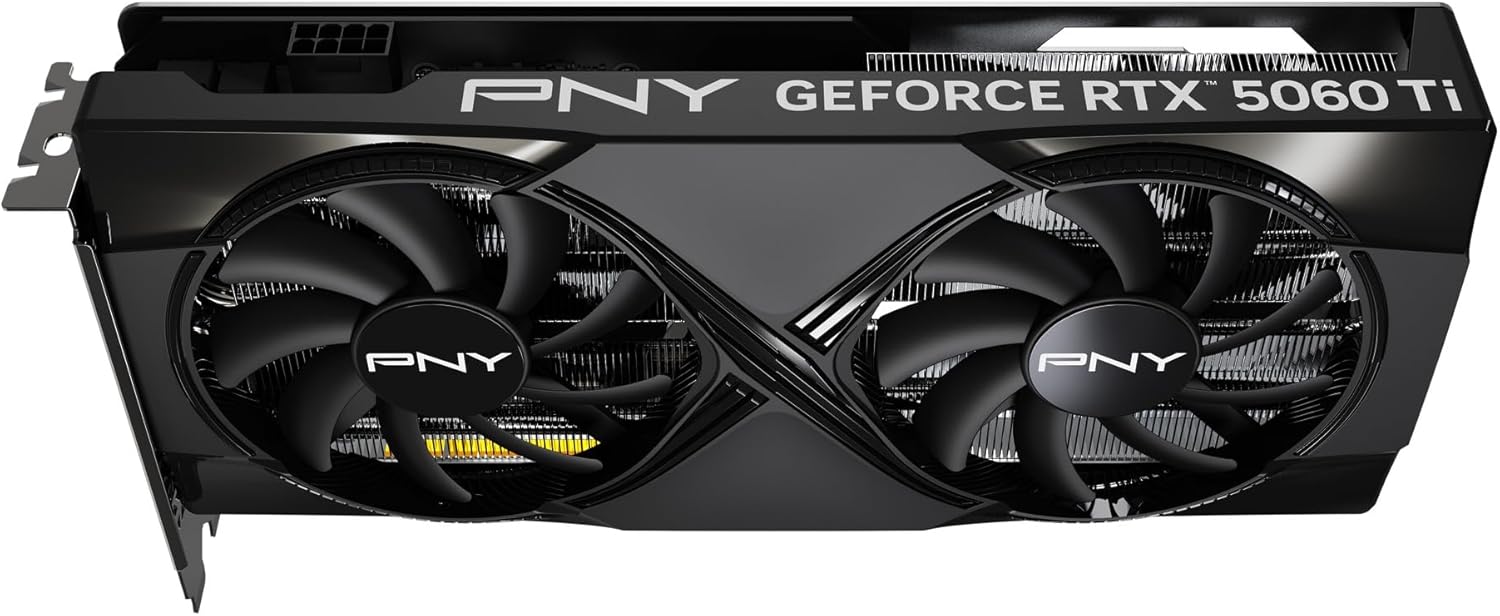 PNY NVIDIA GeForce RTX™ 5060 Ti OC Dual Fan, Graphics Card (16GB GDDR7, 128-bit, Boost Speed: 2692 MHz, SFF-Ready, PCIe® 5.0, HDMI®/DP 2.1, 2-Slot, NVIDIA Blackwell Architecture, DLSS 4)